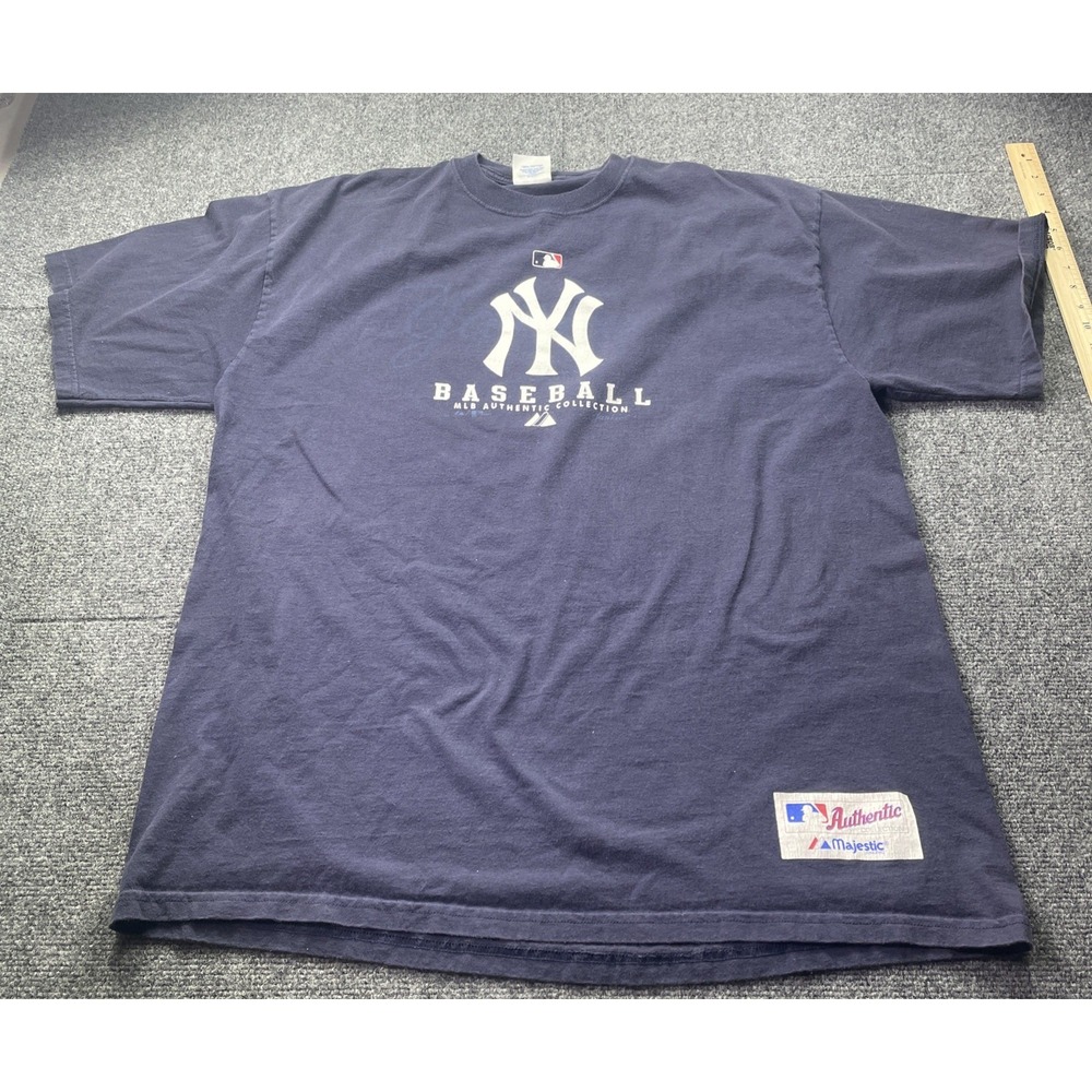 Majestic New York Yankees T Shirt Mens XL Navy Blue MLB Authentic Collection